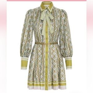 Zimmerman RHYTHM PRINTED SILK-TWILL MINI SHIRT DRESS IN GREEN